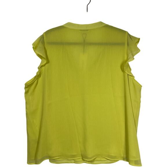 Calvin Klein Cap Sleeve Bright Yellow Cut Out Tie Blouse Top 2X Business Casual - Picture 8 of 16